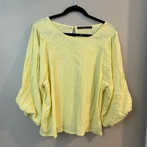 NWOT Hazel Yellow Texture Balloon Sleeve Top